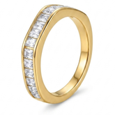 Baguette Cut Cubic Zirconia Half-Eternity Band in 18K Gold Finish