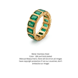 18k Yellow Gold Bezel-Set Emerald Cut Emerald Eternity Ring
