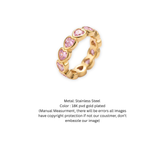 18K Gold Plated Heart-Cut Pink Cubic Zirconia Eternity Ring