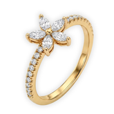 Golden Petals: Delicate Marquise Flower Ring