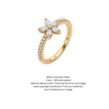 Golden Petals: Delicate Marquise Flower Ring