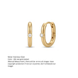 Gold-Tone Solitaire Stone Huggie Hoop Earrings