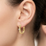 Gold-Tone Solitaire Stone Huggie Hoop Earrings