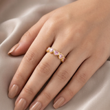 18K Gold Plated Heart-Cut Pink Cubic Zirconia Eternity Ring