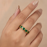 18K Gold-Plated Emerald Heart Eternity Band Ring
