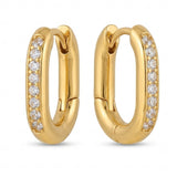 Gold-Tone Pavé-Line Oval Huggie Hoop Earrings