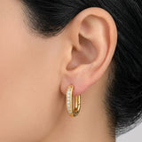 Gold-Tone Pavé-Line Oval Huggie Hoop Earrings