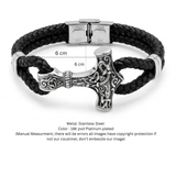 Norse Mjölnir Braided Leather Bracelet