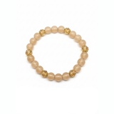 Soft Nude Bead Bracelet with Gold Crystal Accents