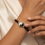Yin Yang Harmony Black Obsidian Beaded Bracelet