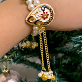 Divine Heritage: Pearl & Meenakari Blessing Bracelet for Sangat