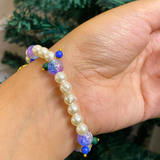 Elegant Devotional Pearl & Lotus Bracelet