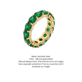 18K Gold Plated Emerald Green Zirconia Eternity Band Ring