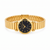 Women’s Gold-Tone Green Dial Analog Quartz Watch with Stretch Link Bracelet