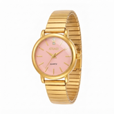 ATRAER Elegant Gold-Tone Quartz Women's Watch with Baby Pink Dial and Expansion Strap
