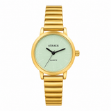 Atraer Classic Gold-Tone Watch with Textured Mint Green Dial & Flexible Expansion Band