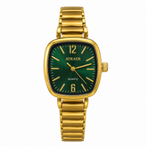 ATRAER Vintage Green Dial Square Quartz Watch with Gold Expansion Band