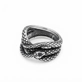 Men's Vintage Coiled Snake Wrap Band Ring in Antique Silver Finish