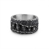 Men's Vintage Multi-Skull Band Ring in Antique Silver Finish
