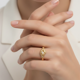 Vintage-Style Clasping Hand Motif Ring with Cubic Zirconia Accent