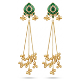 Artisan Gold-Plated Statement Earrings with Green Meenakari Detailing