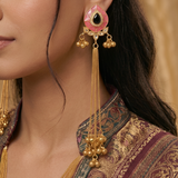 Artisan Pink & Gold-Plated Statement Drop Earrings