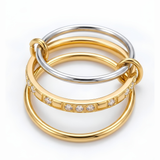 18K Gold Plated Interlocking Multi-Band Stone Ring