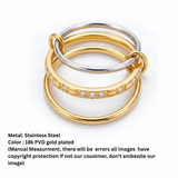 18K Gold Plated Interlocking Multi-Band Stone Ring