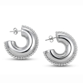 Thick Zircon Studded Hoops D471