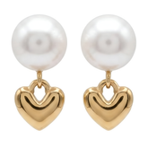 Pearl and Heart Drop Earrings D475