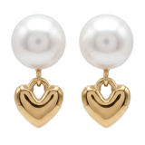 Pearl and Heart Drop Earrings D475