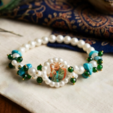 Sacred Harmony: Handcrafted Spiritual Pearl & Gemstone Bracelet