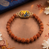 Divine Protection Shiva-Shakti Rudraksha Bracelet – Handcrafted with Gold-Plated Medallion