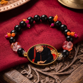 Spiritual Grace Black & Coral Beaded Bracelet