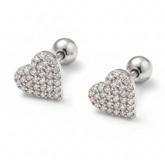 Petite Pave Heart Studs