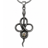 Serpent Eclipse Pendant Necklace – Platinum Plated Stainless Steel Snake Pendant