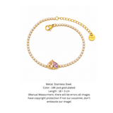 Gold-Tone Dual Teardrop Crystal Tennis Bracelet for Women | Stainless Steel Adjustable Bracelet | Elegant Everyday Jewelry