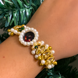 Divine Pearl Charm Bracelet – Traditional Gold Beaded Ethnic Bracelet