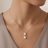 Double Teardrop Zirconia Gold Pendant