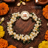 Guru Ji Pearl & Green Ghungroo Bracelet