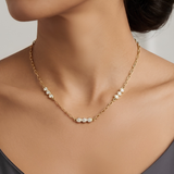Graduated Solitaire Station Link Necklace