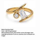 Anti-Tarnish Gold Plated Platinum Geometric CZ Statement Ring