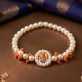 Sacred Divine Blessings Personalized Photo Pearl & Coral Devotional Bracelet