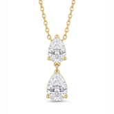Double Teardrop Zirconia Gold Pendant