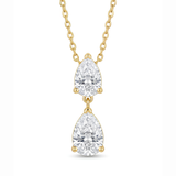 Double Teardrop Zirconia Gold Pendant