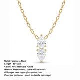 Luxe Two-Stone Pear Solitaire Drop Necklace