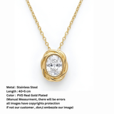 Oval Crystal Twisted Bezel Pendant