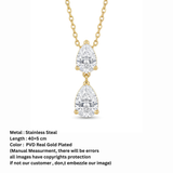 Double Teardrop Zirconia Gold Pendant