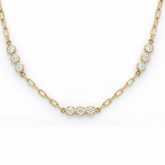 Graduated Solitaire Station Link Necklace