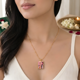 18K Gold Plated Guruji Folding Hands Blessing Portrait Pendant Necklace